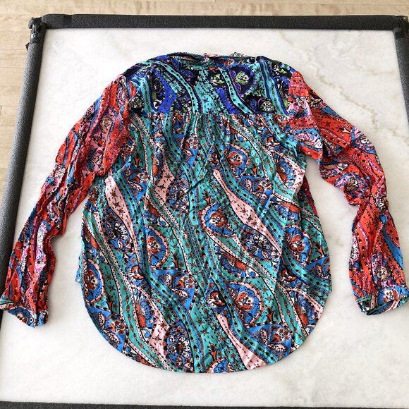Anthropologie Maeve The Paz Buttondown Shirt / top, colorful print, relaxed fit - Picture 5 of 8